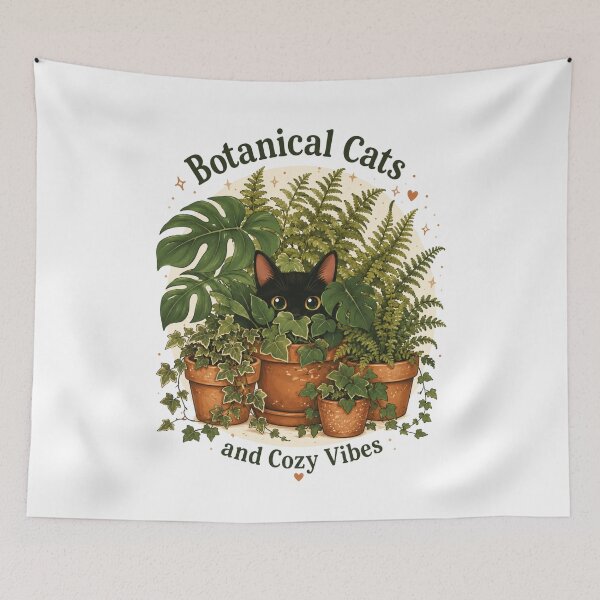 Item preview,  Botanical Cats Cozy Vibes Black Cat Plants Vintry Off designed and sold by VintryOff.