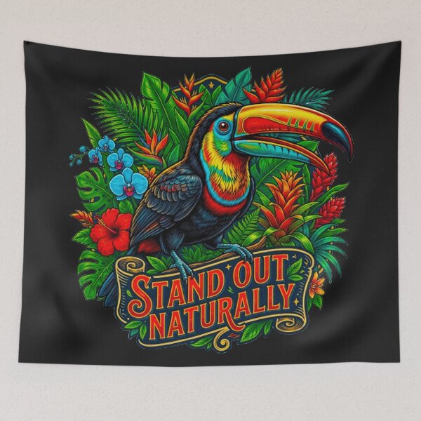 Item preview, Stand Out Naturally Toucan Vintage Tropical Rainforest Retro Badge designed and sold by MT-Hub | Cute Aesthetic Art, Stickers & Phone Cases.