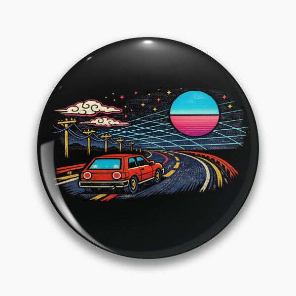Item preview, Neon Retro Synthwave Ukiyo‑E Night Drive designed and sold by KungPowUnicorn.