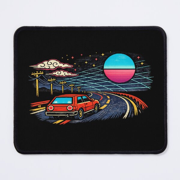 Item preview, Neon Retro Synthwave Ukiyo‑E Night Drive designed and sold by KungPowUnicorn.