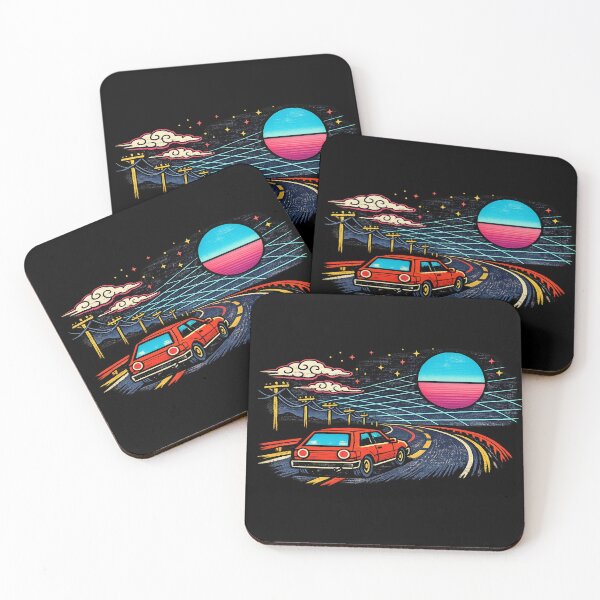 Item preview, Neon Retro Synthwave Ukiyo‑E Night Drive designed and sold by KungPowUnicorn.