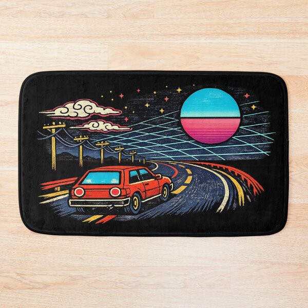 Item preview, Neon Retro Synthwave Ukiyo‑E Night Drive designed and sold by KungPowUnicorn.