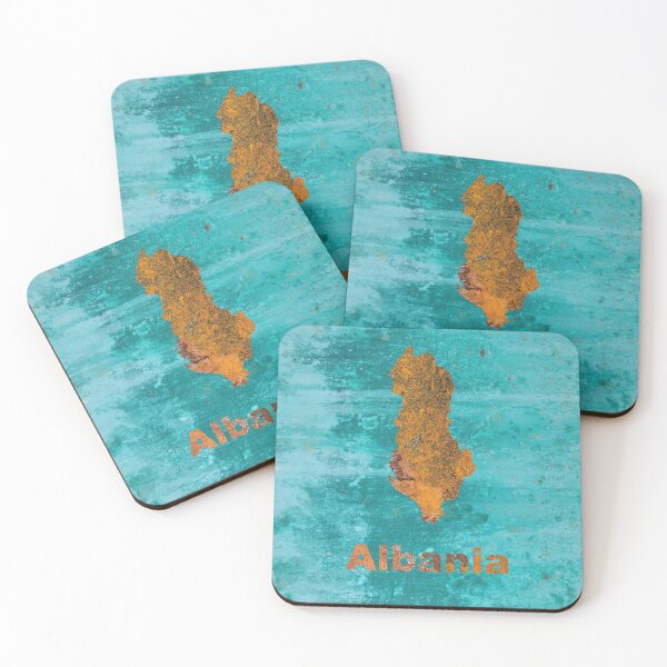 Item preview, Albania Map Rust on Teal designed and sold by Elisabeth Lucas.