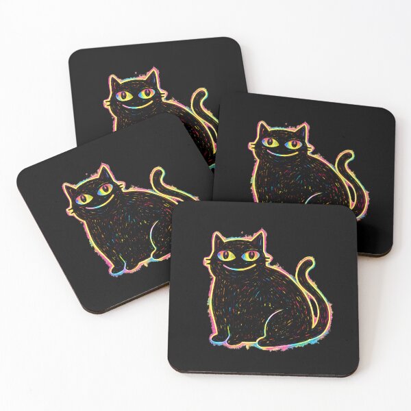 Item preview, Trippy Neon Black Cat Psychedelic Glow Art designed and sold by digitalbob60.