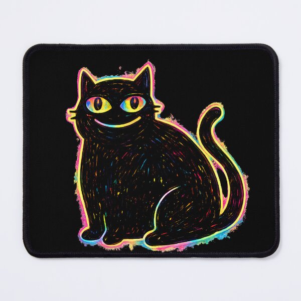 Item preview, Trippy Neon Black Cat Psychedelic Glow Art designed and sold by digitalbob60.