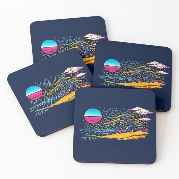 Item preview, Neon Retro Synthwave Ukiyo‑E Rain designed and sold by KungPowUnicorn.