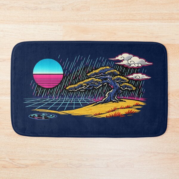 Item preview, Neon Retro Synthwave Ukiyo‑E Rain designed and sold by KungPowUnicorn.