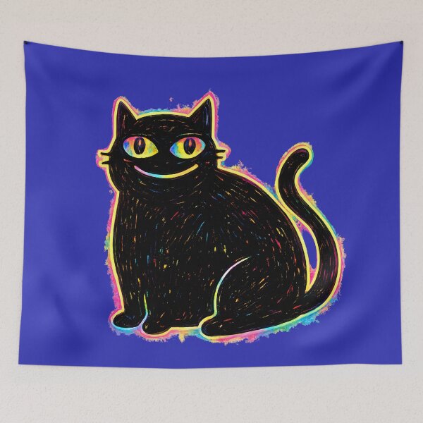 Item preview, Trippy Neon Black Cat Psychedelic Glow Art designed and sold by digitalbob60.