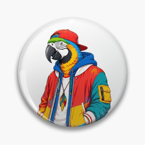Item preview, Stylish Macaw Parrot in Streetwear Outfit Urban Pop Art designed and sold by Krincydigitalart.