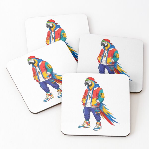 Item preview, Stylish Macaw Parrot in Streetwear Outfit Urban Pop Art designed and sold by Krincydigitalart.