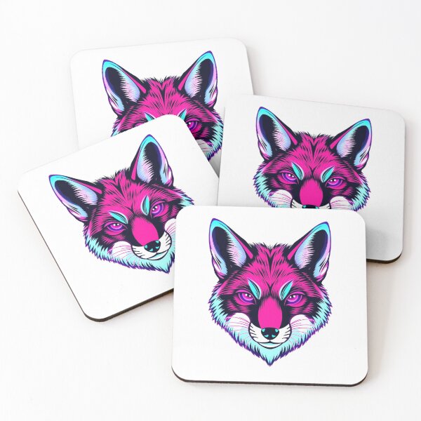 Item preview, Fox Synthwave Neon - Modern Graphic Art Sticker designed and sold by QuirkThreadsCo.