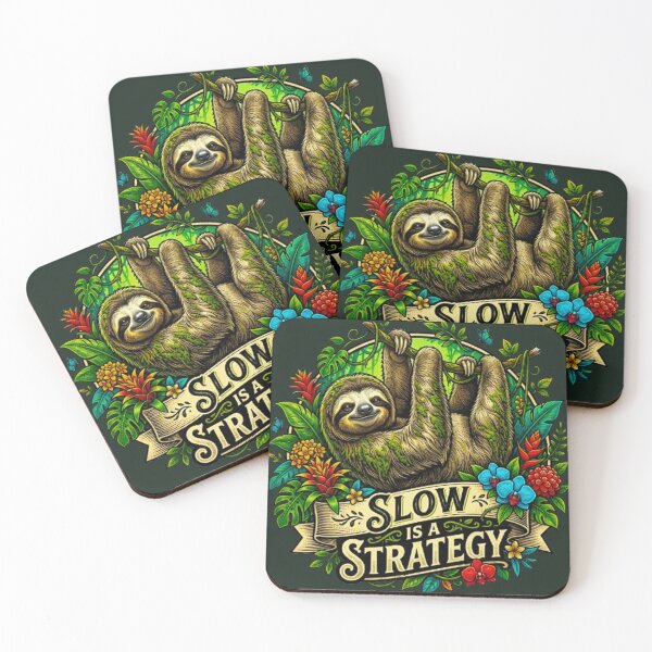 Item preview, Slow Is A Strategy Sloth Vintage Tropical Rainforest Retro Badge designed and sold by MT-Hub | Cute Aesthetic Art, Stickers & Phone Cases.