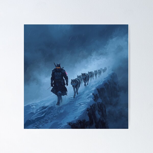 Item preview, Blizzard Wolf Pack Ridge — Japanese Warrior Art designed and sold by Tokyo Neo Noir Collective .
