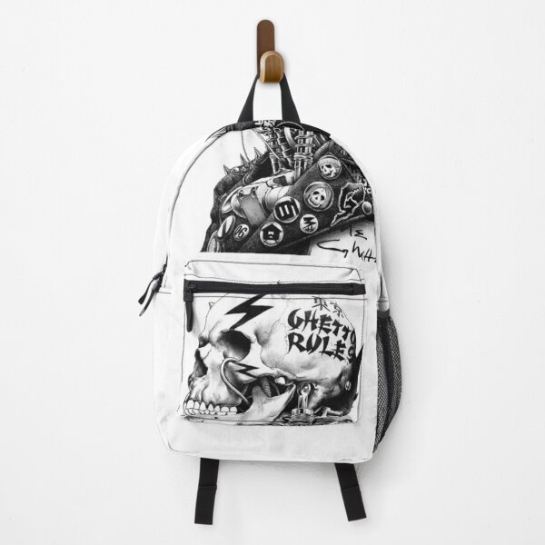 Item preview, Ghetto Skull – Grunge Punk Skull with "Ghetto Rules" Text and Spikes designed and sold by RaresS.