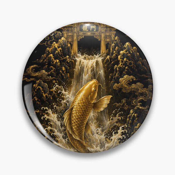 Item preview, Golden Koi Climbing the Dragon Gate Korean Wall Art | Traditional Asian Decor designed and sold by K-Tradition.