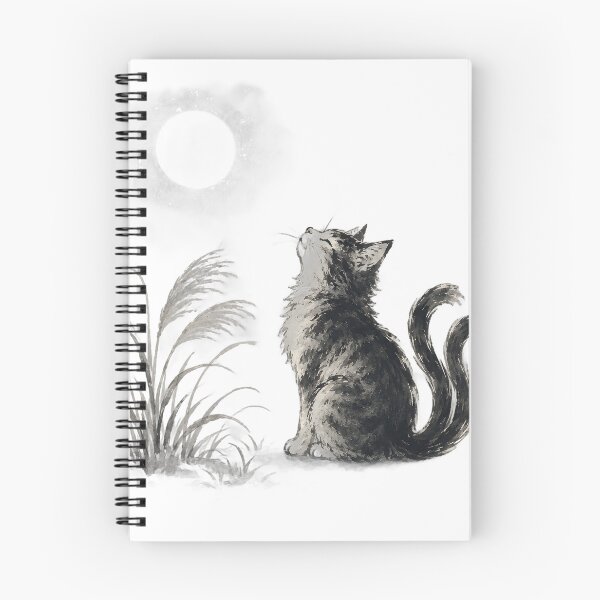 Item preview, Nekomata under the Moon — Japanese Yokai Cat Sumi-e Art designed and sold by Mossbrush.