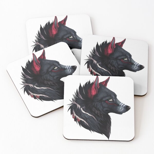 Item preview, Black Wolf Among Us – Dark Mystic Wolf with Red Ear Accents designed and sold by RaresS.
