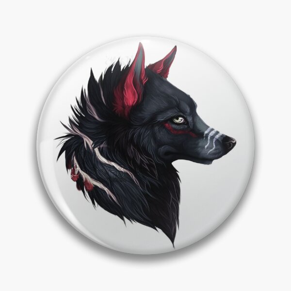 Item preview, Black Wolf Among Us – Dark Mystic Wolf with Red Ear Accents designed and sold by RaresS.