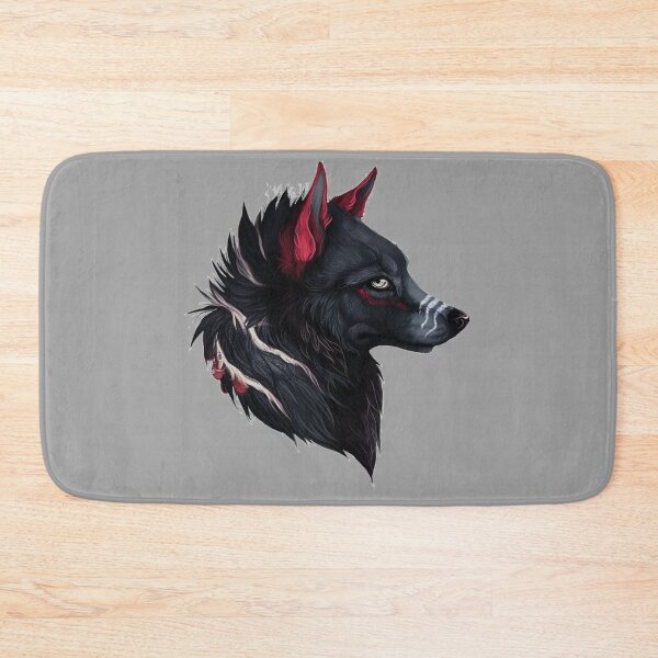 Item preview, Black Wolf Among Us – Dark Mystic Wolf with Red Ear Accents designed and sold by RaresS.