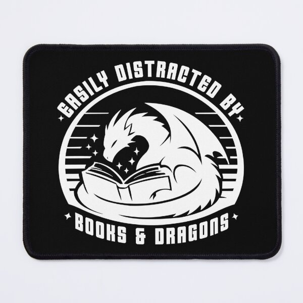 Item preview, Easily Distracted by Books & Dragons – Fantasy Reader Design designed and sold by JoRealm.