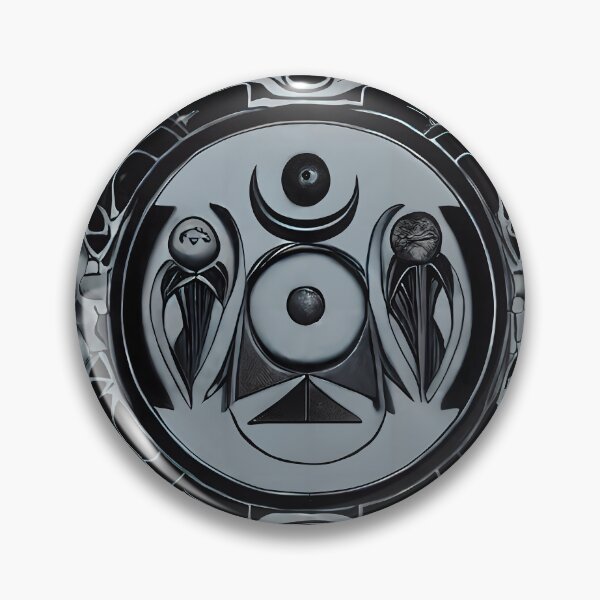 Item preview, Dark Crescent Seal Triangle Dual Orb Kanji Talisman Yokai Art designed and sold by YugenWorkshop.