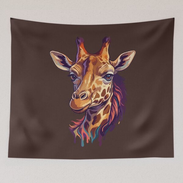 Item preview, Majestic Giraffe Portrait - Vibrant Artistic Drip Art Illustration designed and sold by artscripts.