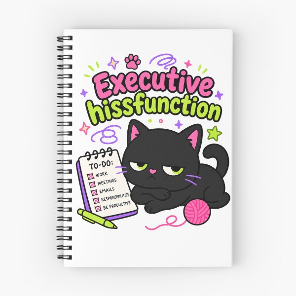 Item preview, Executive Hissfunction Black Cat - Neurospicy ADHD & Introvert Humor Sticker designed and sold by VisualArtsOasis.