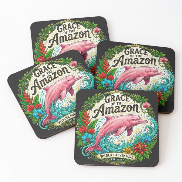 Item preview, Grace Of The Amazon Pink Dolphin Vintage Tropical Retro Badge designed and sold by MT-Hub | Art for Every Soul.