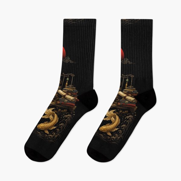 Item preview, Golden Koi and Chaekgeori Korean Wall Art | Traditional Scholar Decor designed and sold by K-Tradition.