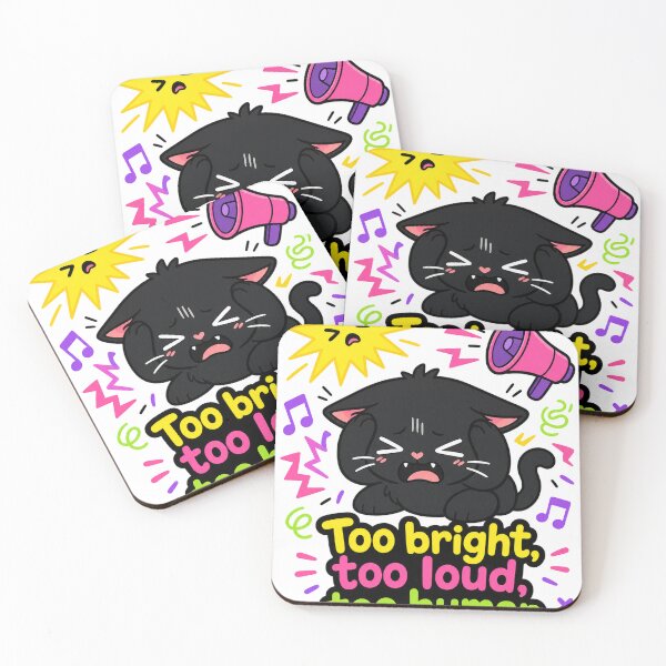 Item preview, Too Bright Too Loud Black Cat - Neurospicy ADHD & Introvert Humor Sticker designed and sold by VisualArtsOasis.