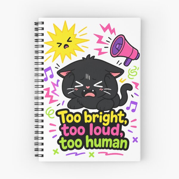 Item preview, Too Bright Too Loud Black Cat - Neurospicy ADHD & Introvert Humor Sticker designed and sold by VisualArtsOasis.