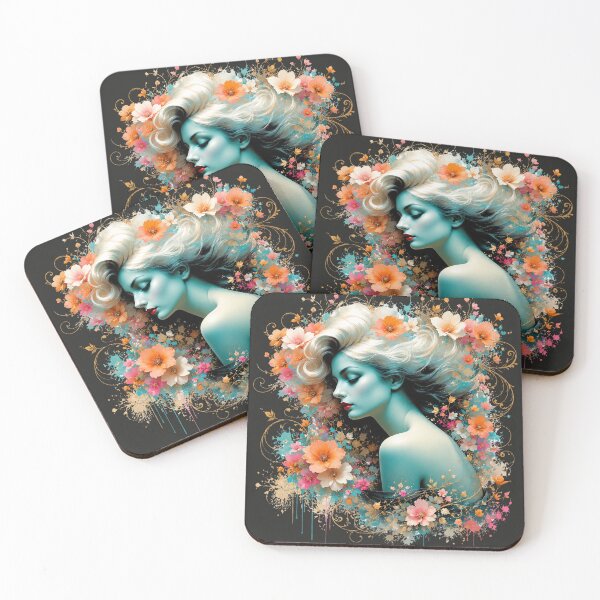 Item preview, Platinum Hair Nouveau Goddess - Ethereal Pastel Floral Art designed and sold by KrzysztofART.