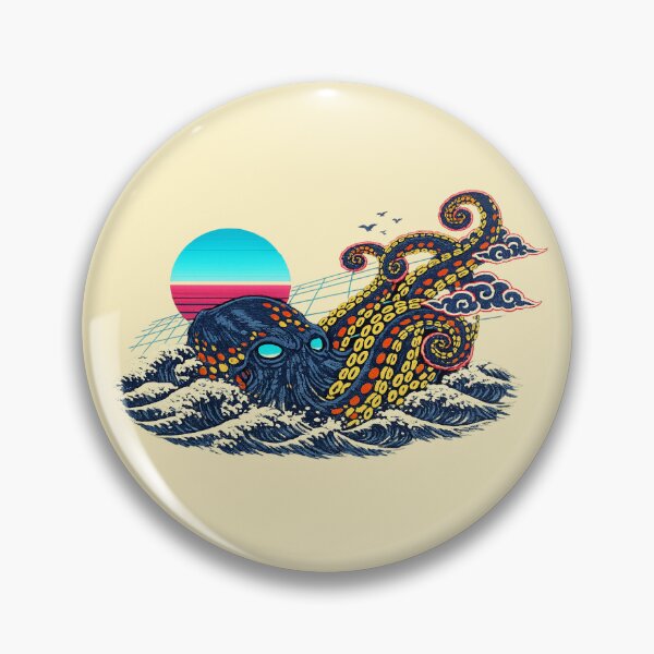 Item preview, Neon Retro Synthwave Ukiyo‑E Kraken designed and sold by KungPowUnicorn.