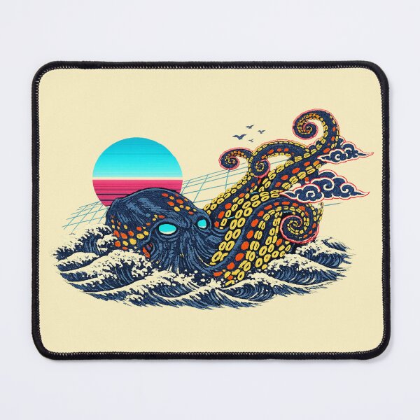 Item preview, Neon Retro Synthwave Ukiyo‑E Kraken designed and sold by KungPowUnicorn.