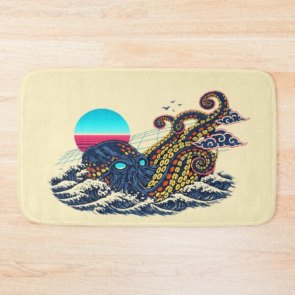 Item preview, Neon Retro Synthwave Ukiyo‑E Kraken designed and sold by KungPowUnicorn.