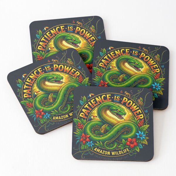 Item preview, Patience Is Power Green Anaconda Snake Vintage Tropical Retro Badge designed and sold by MT-Hub | Art for Every Soul.