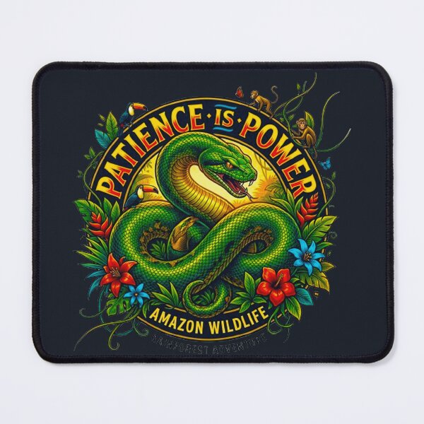 Item preview, Patience Is Power Green Anaconda Snake Vintage Tropical Retro Badge designed and sold by MT-Hub | Art for Every Soul.