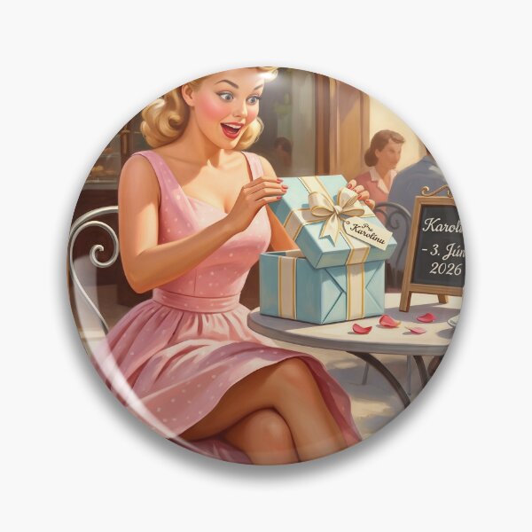 Item preview, Vintage Pin-Up Girl Opening Gift at Cafe designed and sold by Vincent-68.