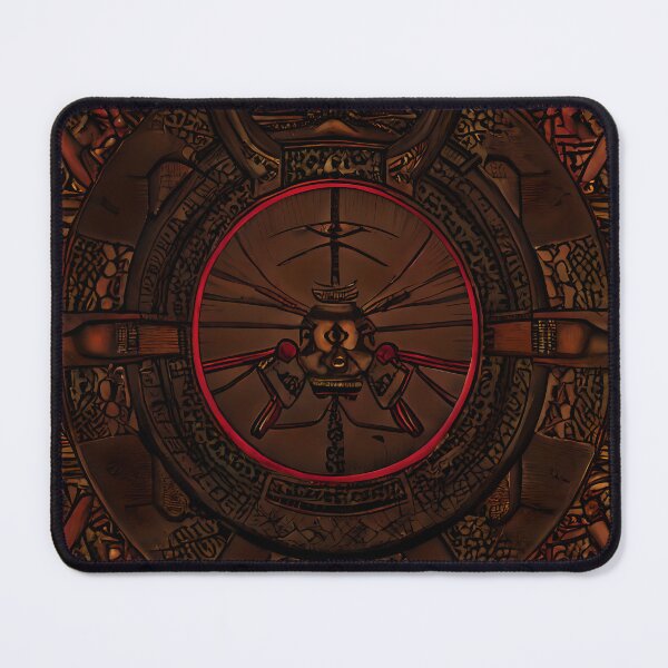 Item preview, Dark Brown Mandala Skull Spider Crossed Weapon Red Ring Yokai Art designed and sold by YugenWorkshop.