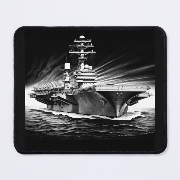 Item preview, Black and White Aircraft Carrier Naval Warfare Art designed and sold by inkoutninja.