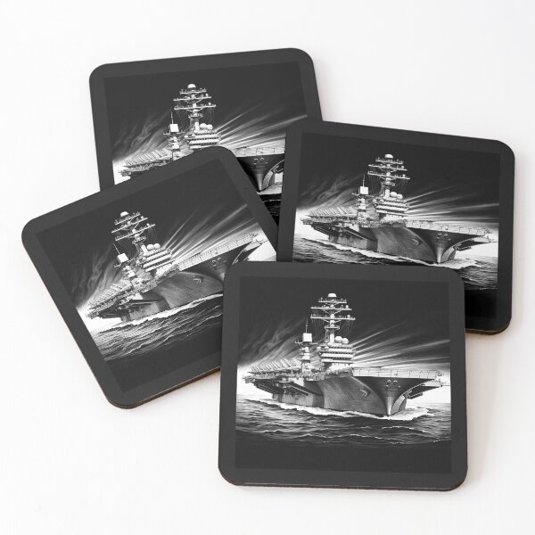 Item preview, Black and White Aircraft Carrier Naval Warfare Art designed and sold by inkoutninja.