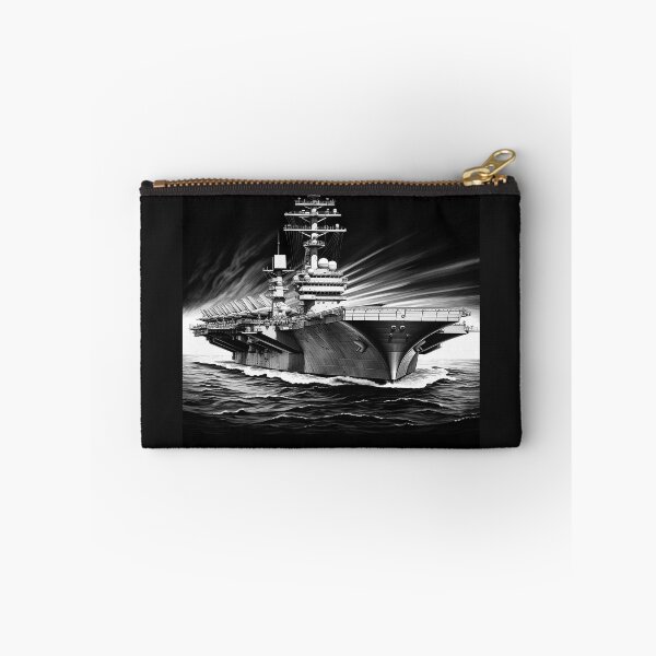 Item preview, Black and White Aircraft Carrier Naval Warfare Art designed and sold by inkoutninja.