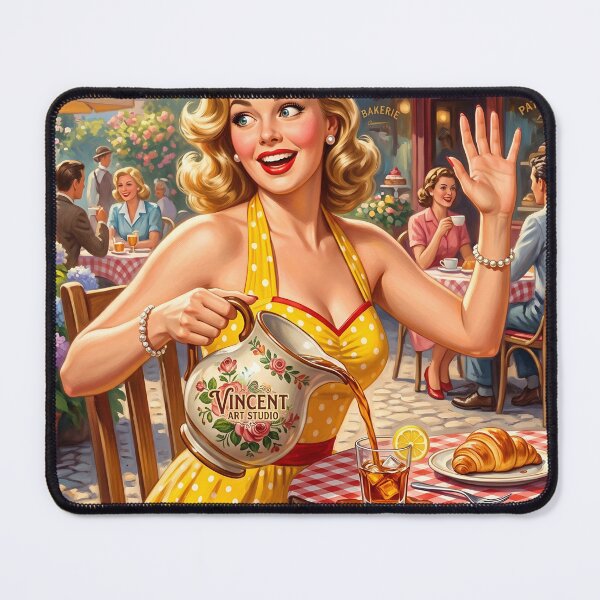 Item preview, Vintage 1950s Cafe Scene Retro Pinup Girl Art designed and sold by Vincent-68.