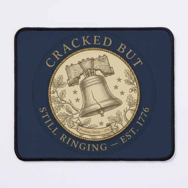 Item preview, Cracked but Still Ringing Liberty Bell Humor Badge designed and sold by CalmCapy Co.