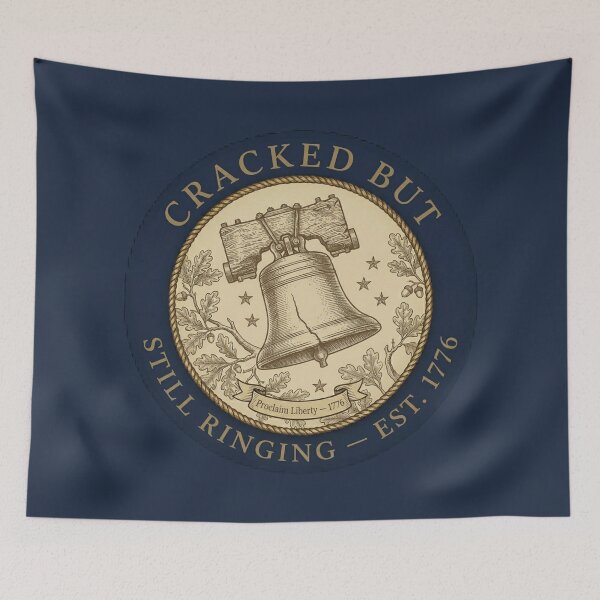 Item preview, Cracked but Still Ringing Liberty Bell Humor Badge designed and sold by CalmCapy Co.