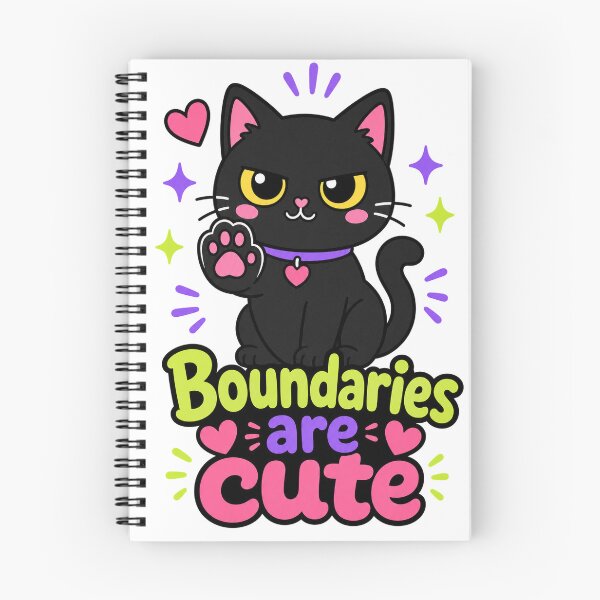 Item preview, Boundaries Are Cute Black Cat - Neurospicy ADHD & Introvert Humor Sticker designed and sold by VisualArtsOasis.