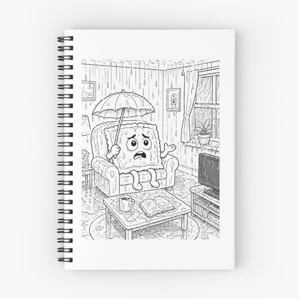 Artikelvorschau, Alles ist gut – Überschwemmtes Wohnzimmer – Cartoon-Katastrophe (Humor) entworfen und verkauft von ComedyInkFactor.
