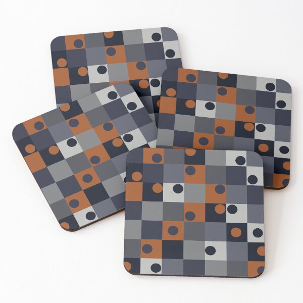 Item preview, Navy & rust squares & circles  designed and sold by BlertaDK.