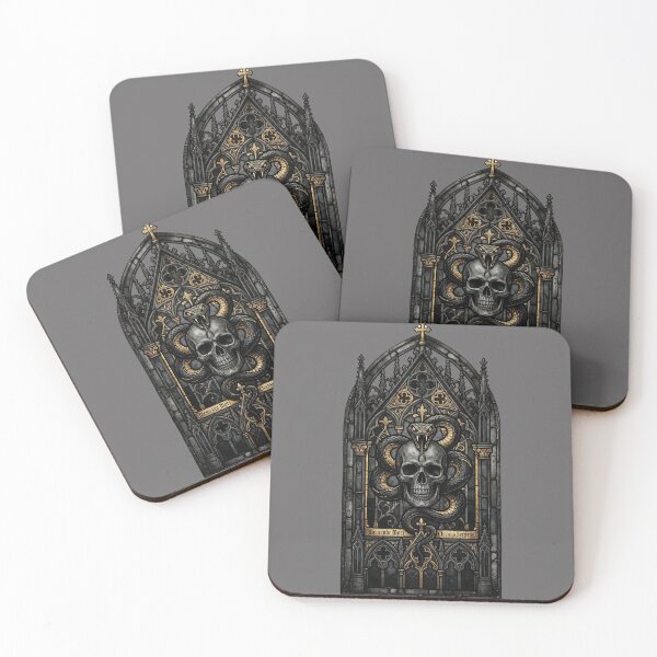 Item preview, Memento Mori Skull Serpents — Gothic Chapel Stained Glass Gold designed and sold by David Mateo ArtWorks.