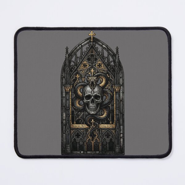 Item preview, Memento Mori Skull Serpents — Gothic Chapel Stained Glass Gold designed and sold by David Mateo ArtWorks.